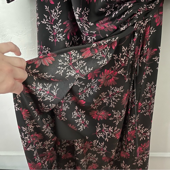 CINQ A SEPT Black Raspberry Floral puff sleeve Daisy Kacy Dress - Picture 9 of 9